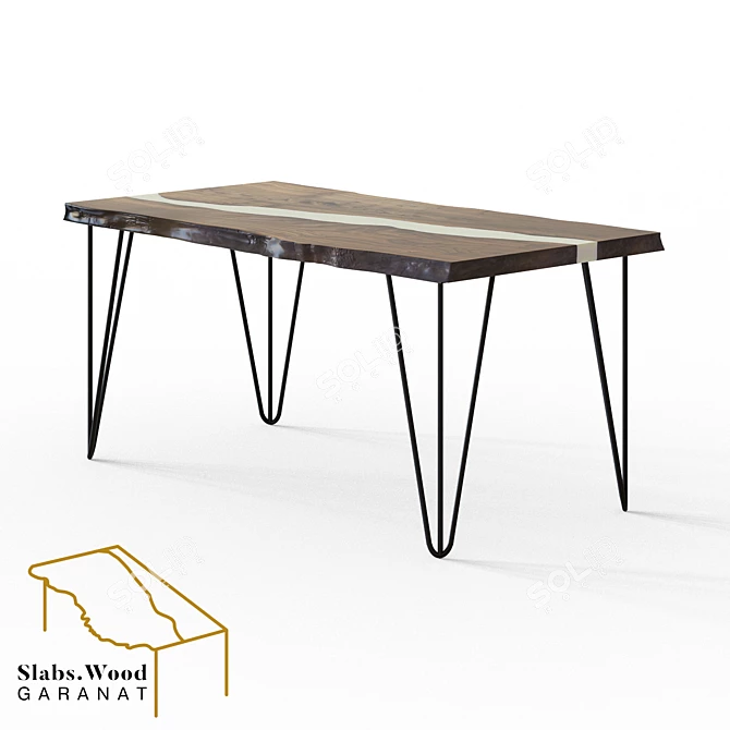 16 Reca White: River Epoxy Resin Wood Slab Table 3D model image 3