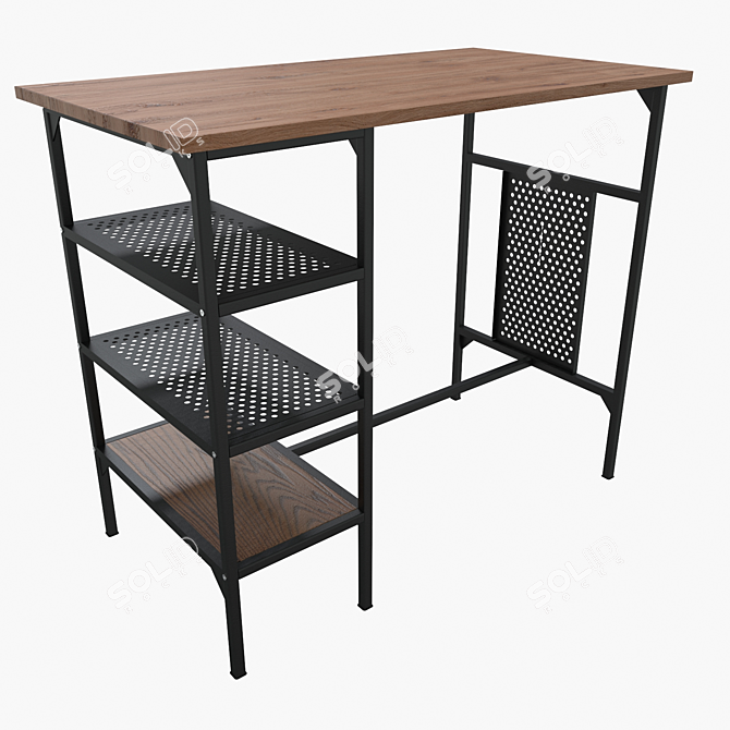 Industrial Style Table and Chair Set 3D model image 2