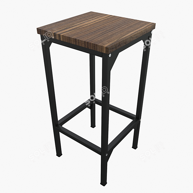 Industrial Style Table and Chair Set 3D model image 3