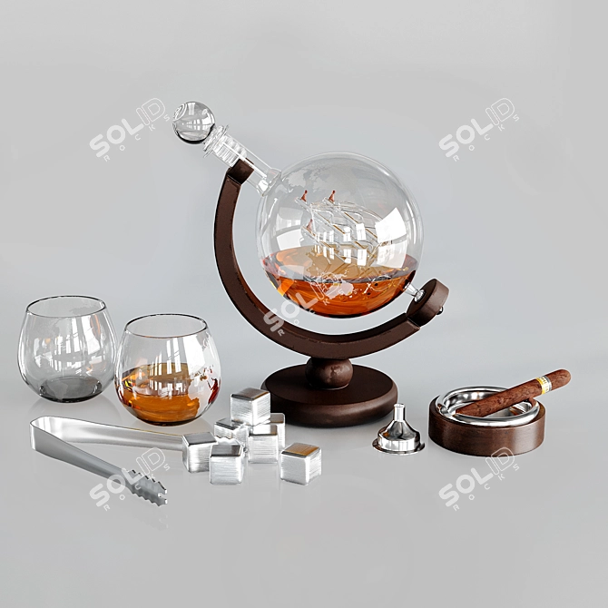 Worldly Whiskey Decanter Set 3D model image 1