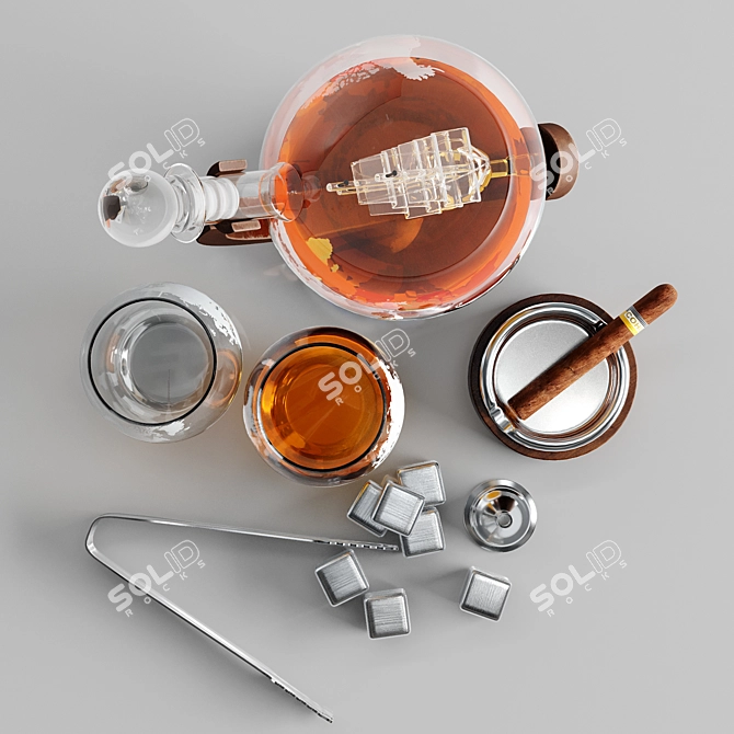 Worldly Whiskey Decanter Set 3D model image 4