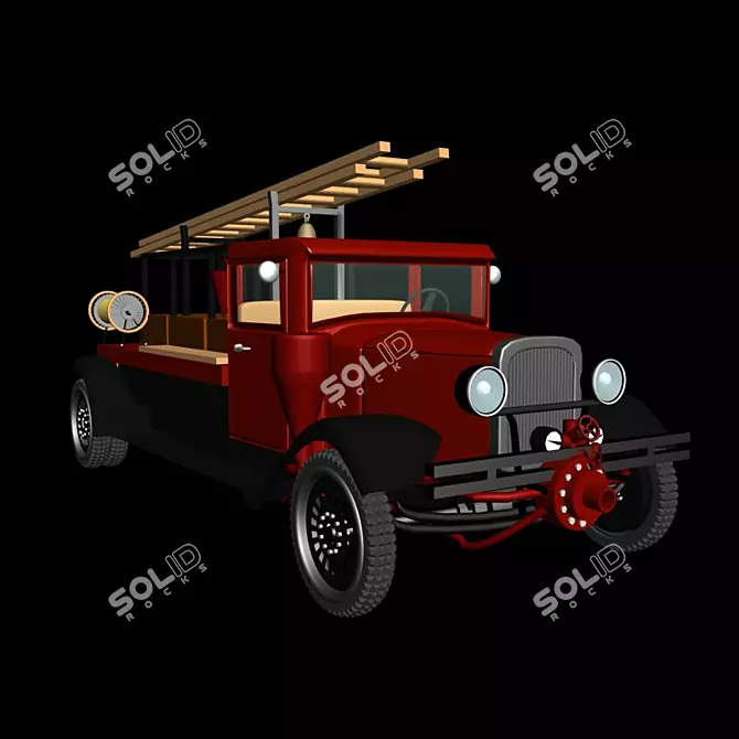 Blazing Red Fire Engine 3D model image 1