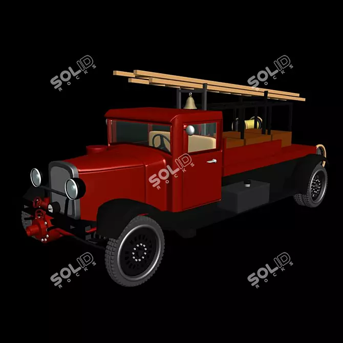 Blazing Red Fire Engine 3D model image 2