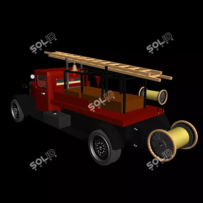 Blazing Red Fire Engine 3D model image 3