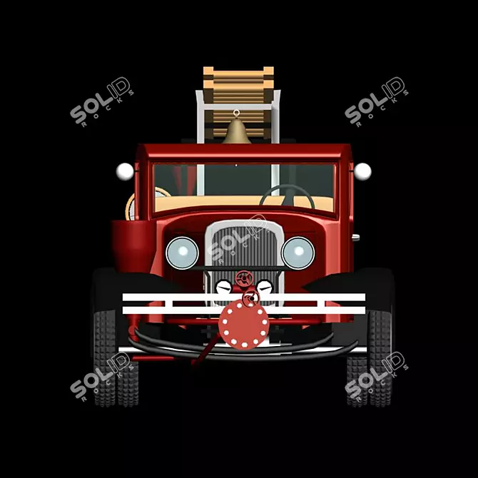 Blazing Red Fire Engine 3D model image 4