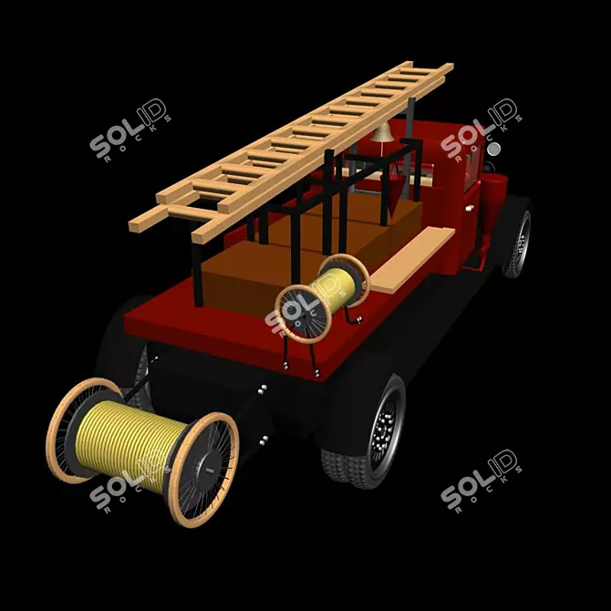 Blazing Red Fire Engine 3D model image 5