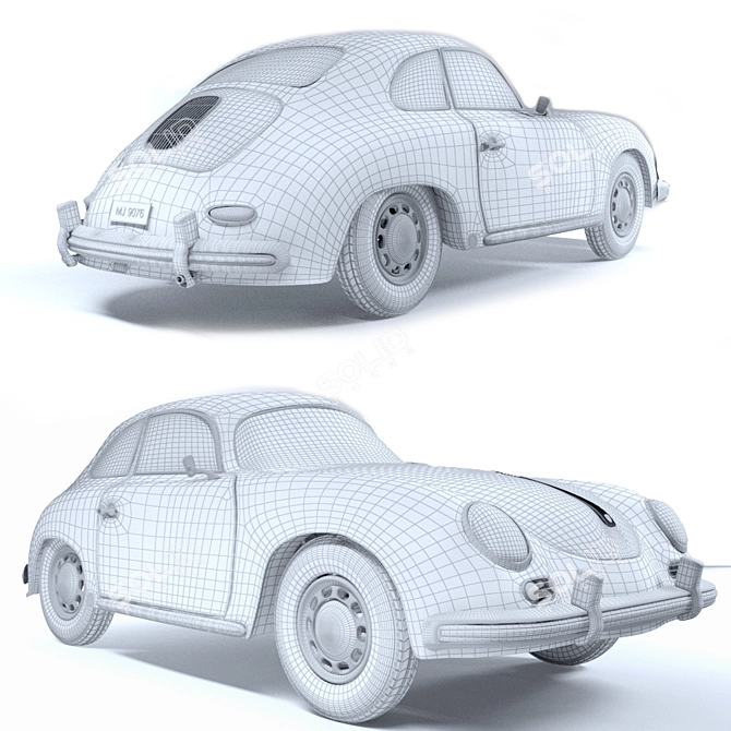 Retro Classic Porsche 356A 3D model image 3