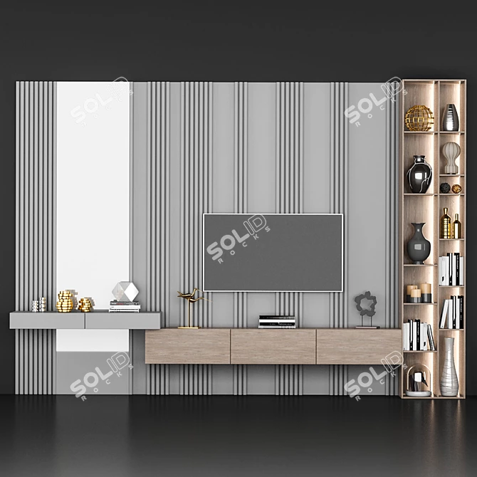 Modern TV Stand - 78 Inches 3D model image 1