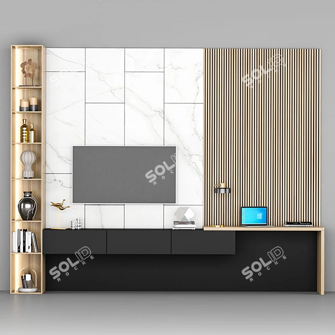 Modern TV Stand: 3100x3900x500mm 3D model image 1