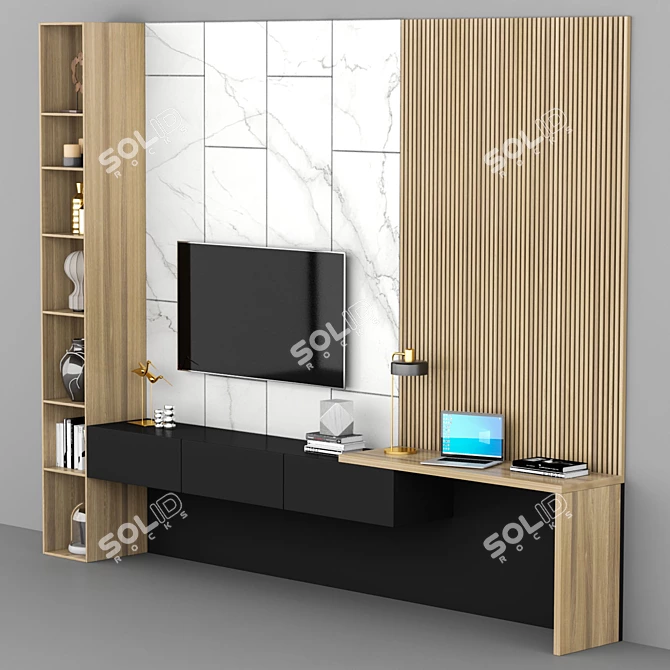 Modern TV Stand: 3100x3900x500mm 3D model image 2