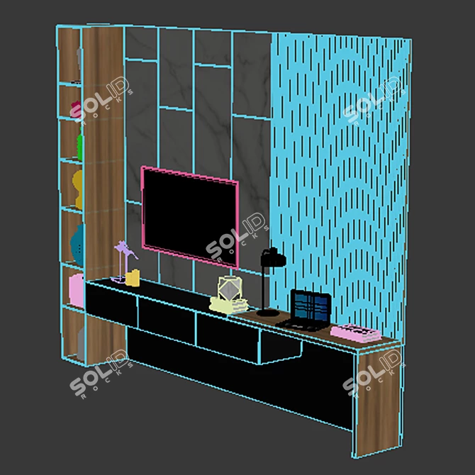 Modern TV Stand: 3100x3900x500mm 3D model image 3