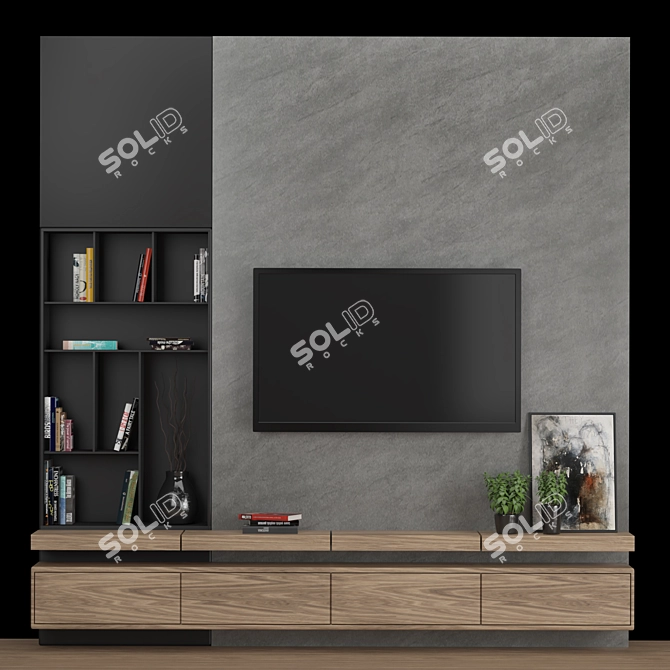 Modular TV Wall: High-Quality Render 3D model image 1