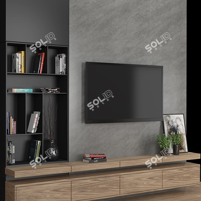 Modular TV Wall: High-Quality Render 3D model image 2