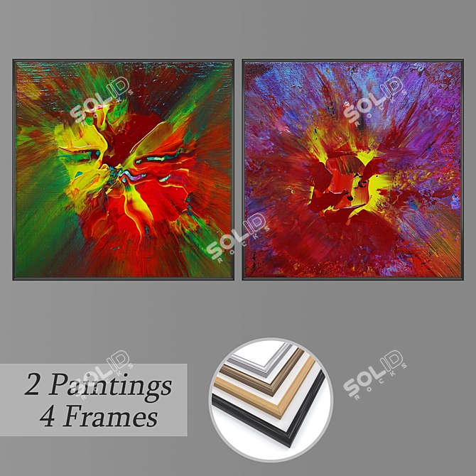 Artful Expressions: Set of Wall Paintings 3D model image 1