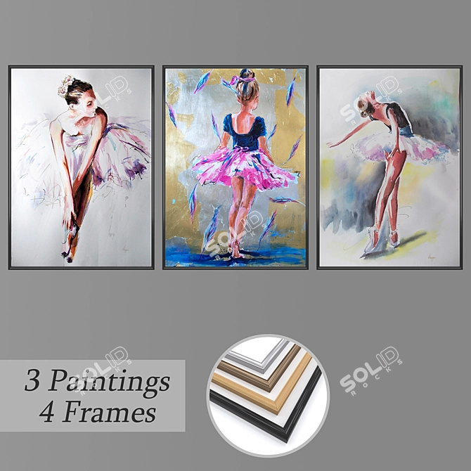 Elegant Wall Art Set with Multiple Frames 3D model image 1