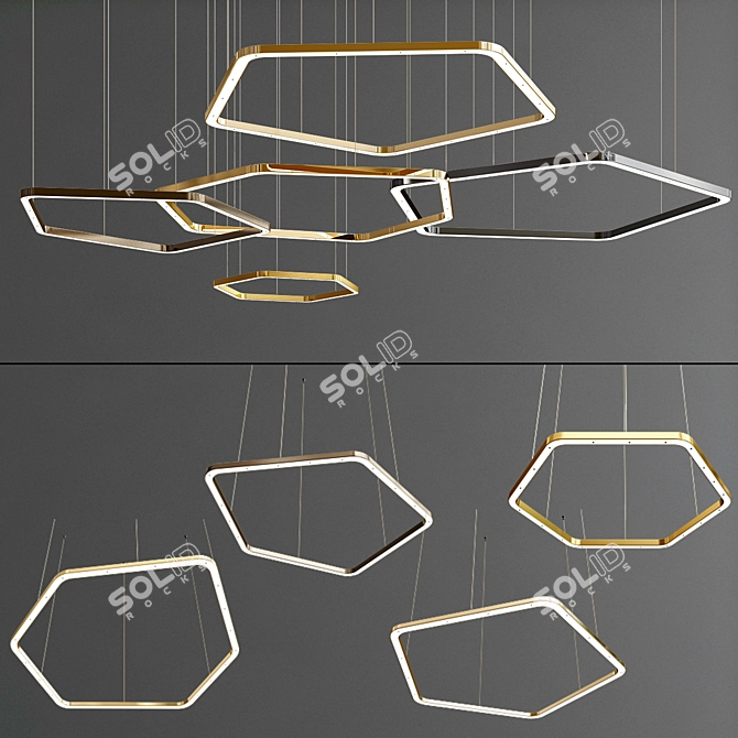 Polygonal Henge Suspension: Strikingly Sleek Lighting 3D model image 3