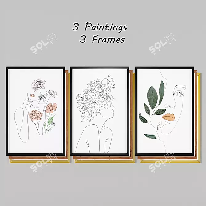 Art Frams: Trio of Art Line Masterpieces 3D model image 1