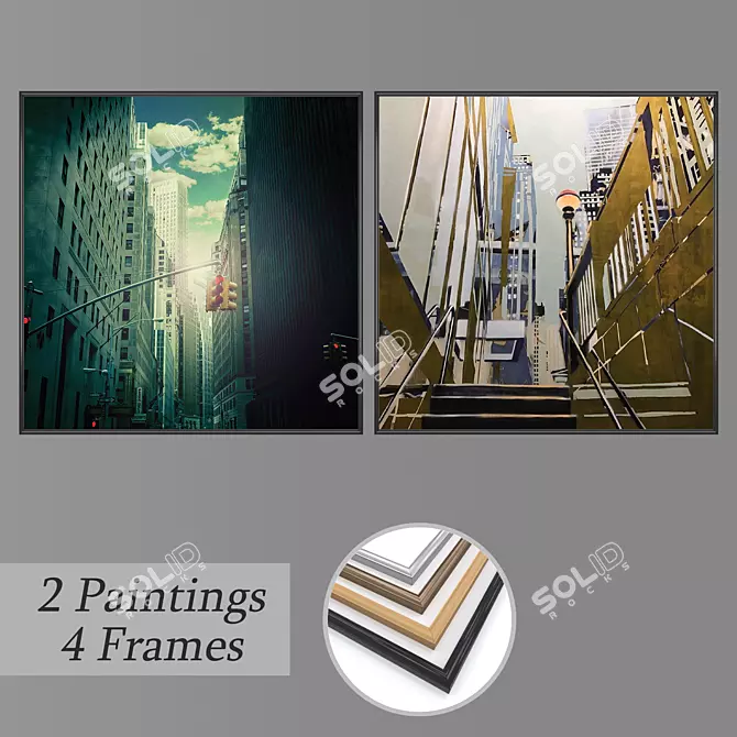 Mixed Media Wall Art Set 3D model image 1