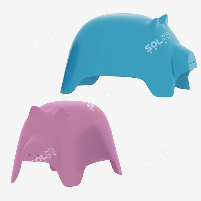 Playful and Practical Oink Stool 3D model image 1