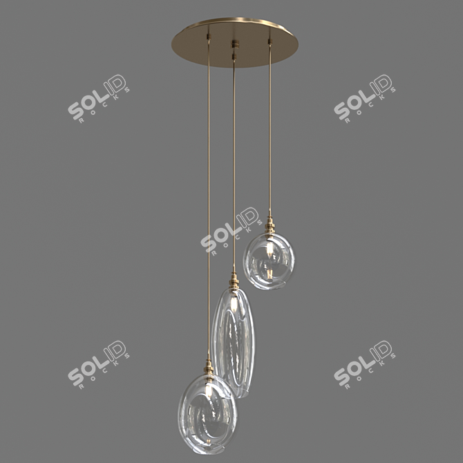 Elegant Round Pendant Necklace 3D model image 1