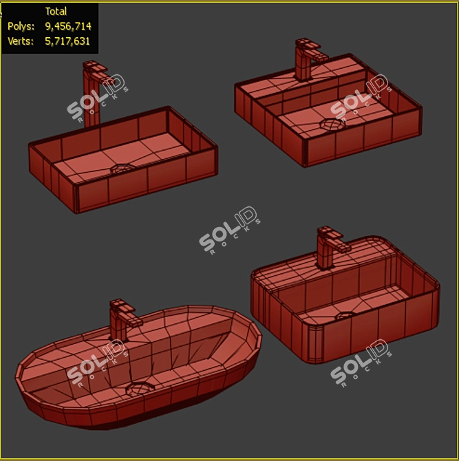 Elegant Wash Basin Collection 3D model image 2