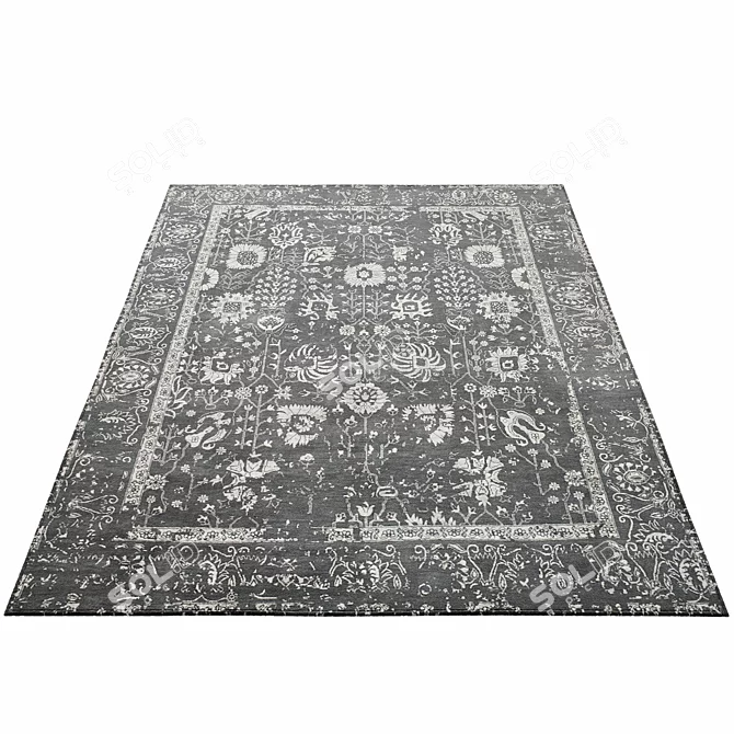 Botanica Hand-Knotted Rug: Timeless Elegance 3D model image 2