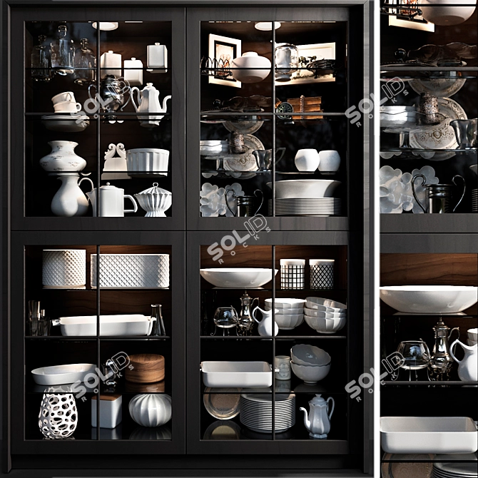 Elegant Wardrobe with Fine China 3D model image 1