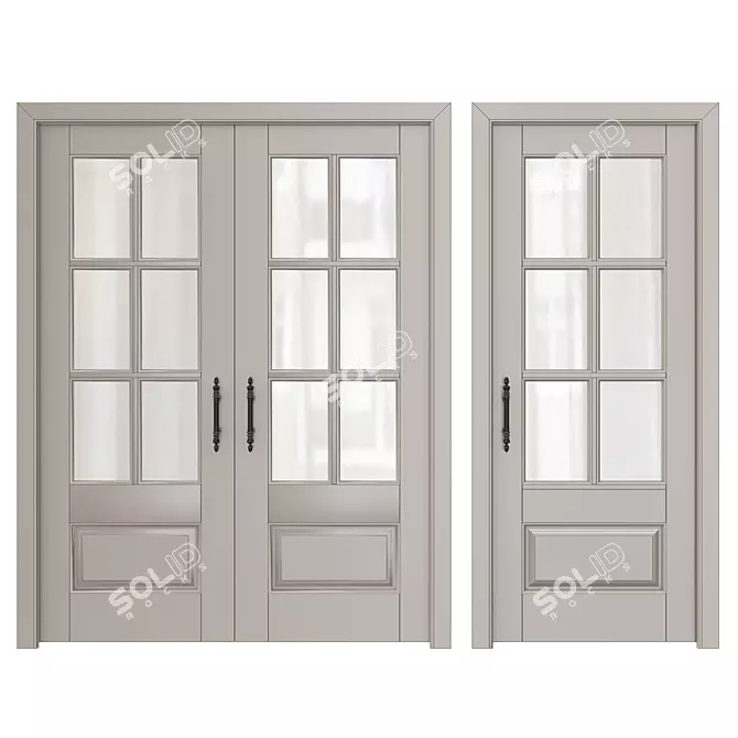 Elegant Classic Interior Doors: Solid Wood, MDF, Enamel Finish & Glass 3D model image 1