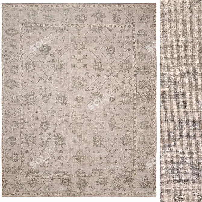 Luxury Hand-Knotted Wool Rug 3D model image 1