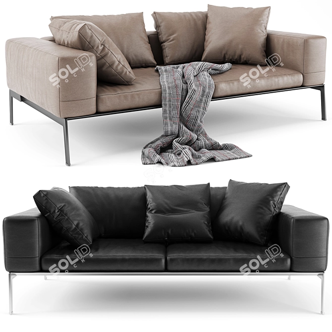 Flexform Lifesteel 2-Seater Sofa 3D model image 1