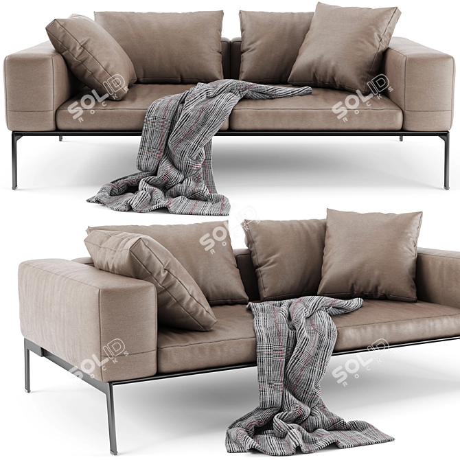 Flexform Lifesteel 2-Seater Sofa 3D model image 2