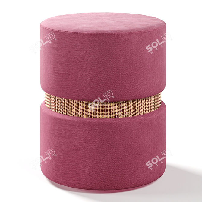 Luxurious Velvet Poufs: Perfect for Any Space 3D model image 3