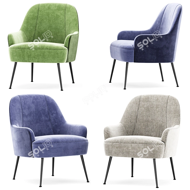 Porthos Home Adora Chair: Velvet Upholstery & Iron Legs 3D model image 2