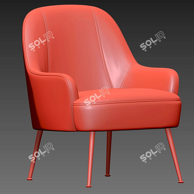 Porthos Home Adora Chair: Velvet Upholstery & Iron Legs 3D model image 4