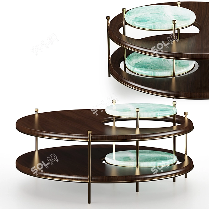 Luxury Byron Walnut Center Table 3D model image 1