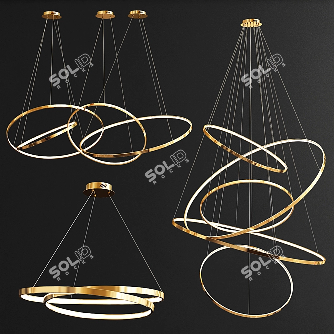 Glimmering Ring Chandelier Collection 3D model image 1