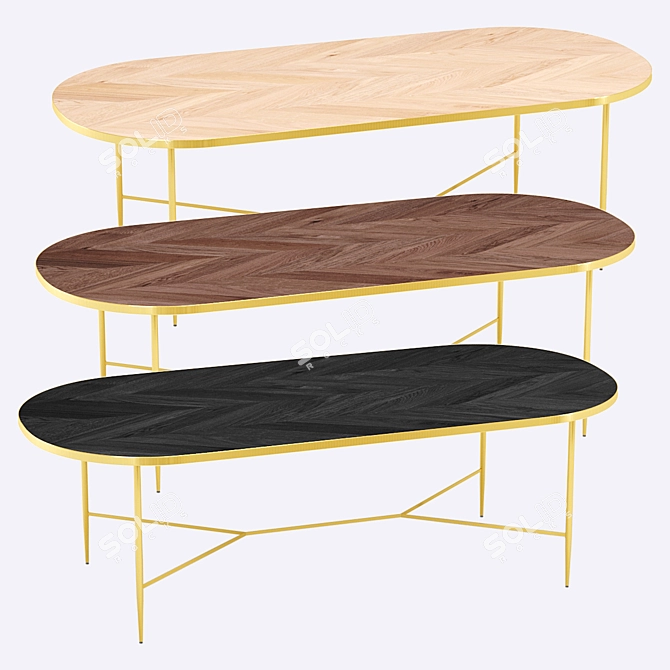 Hana Oval Mango Wood Dining Table 3D model image 1