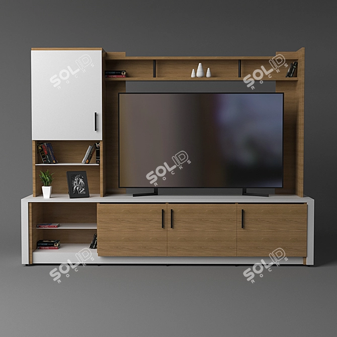 Title: Modern TV Wall Set 3D model image 1