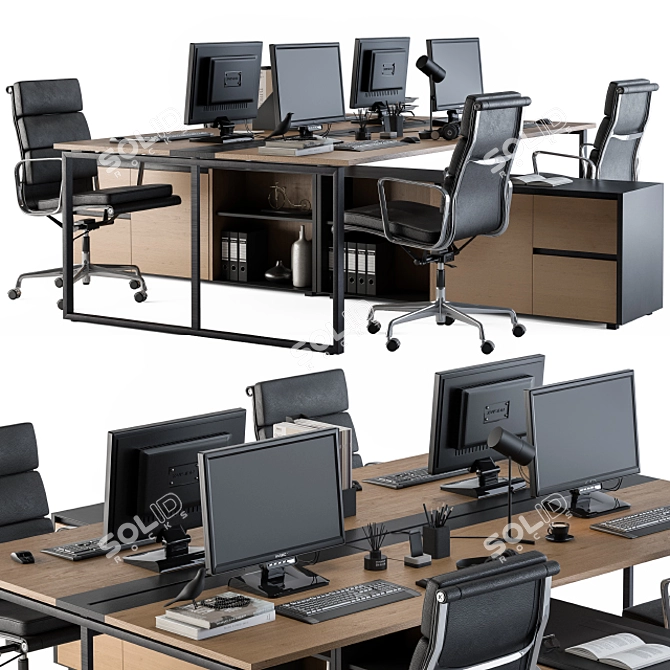 Elegant Efficiency: Office Workspace Set 3D model image 2