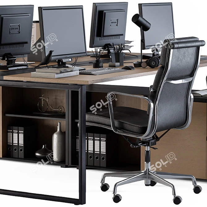 Elegant Efficiency: Office Workspace Set 3D model image 4