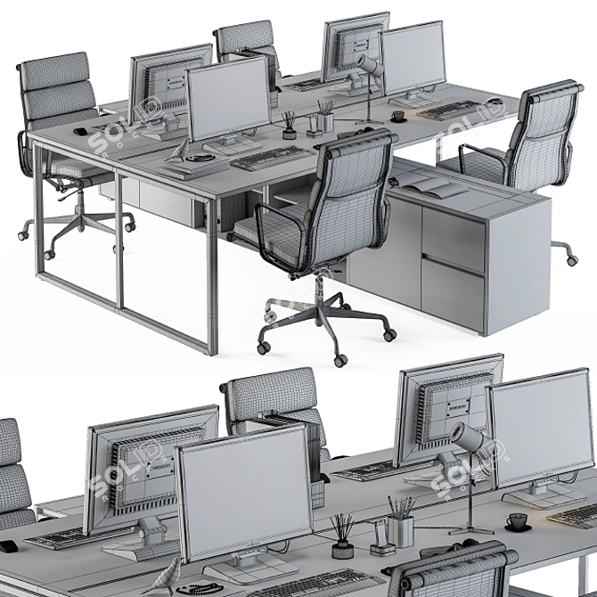 Elegant Efficiency: Office Workspace Set 3D model image 5