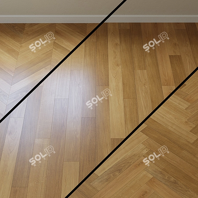 French Oak Chevron Parquet Board 3D model image 1