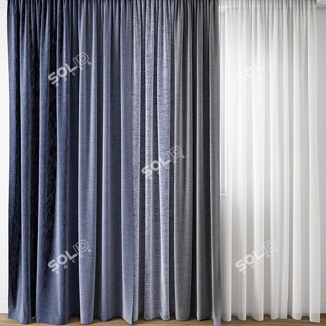  Elegant Drapery Curtain 3D model image 1