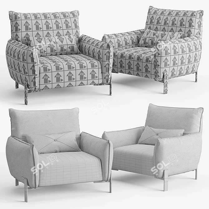 Tulip Cierre: Stylish Armchair in Cierre Imbottiti Collection 3D model image 4