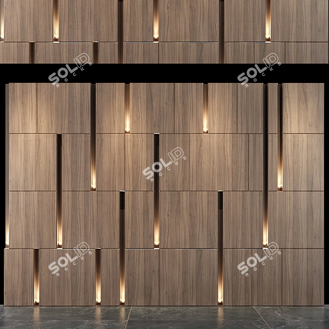 Decorative Wood Wall Panel 3D model image 1