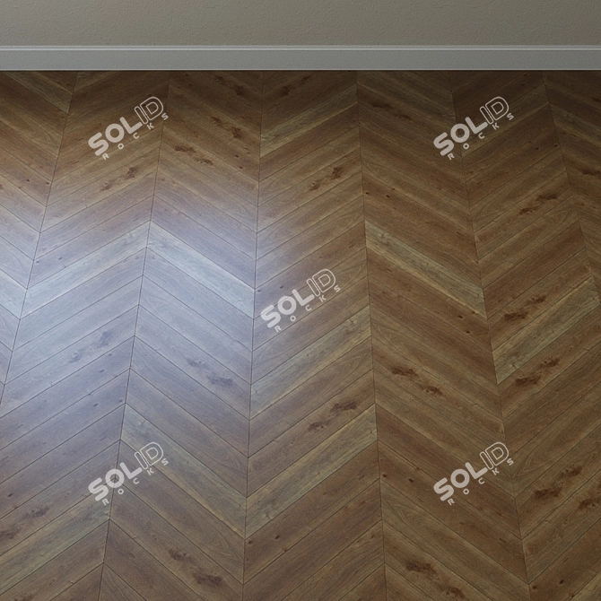 Upofloor Oak Parquet Board: French Chevron Style 3D model image 4