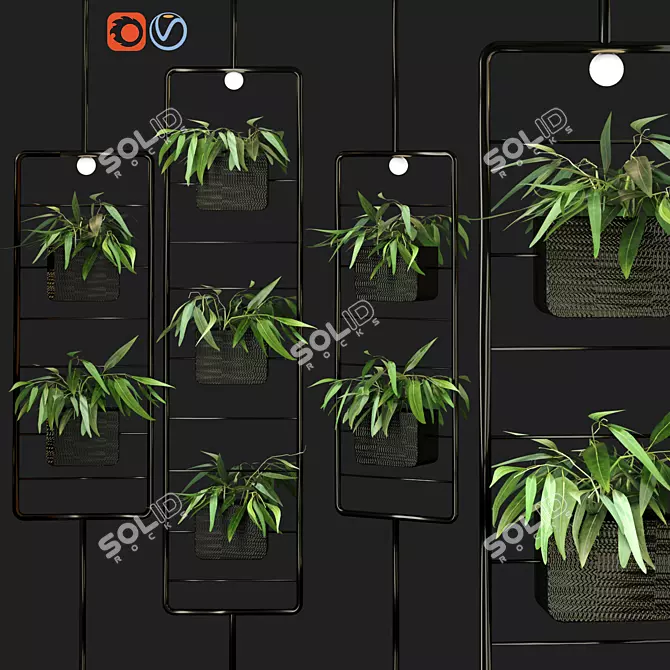 Metal Hanging Lamp: Indoor Leaf Plant Pot Partition 3D model image 1