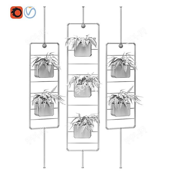Metal Hanging Lamp: Indoor Leaf Plant Pot Partition 3D model image 3
