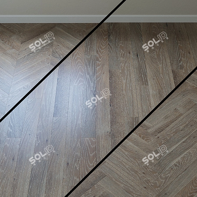 Upofloor Oak Parquet: Elegant French Chevron Design 3D model image 1