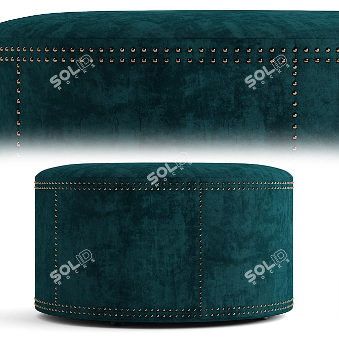 Elegant Velvet Ottoman Stool 3D model image 2